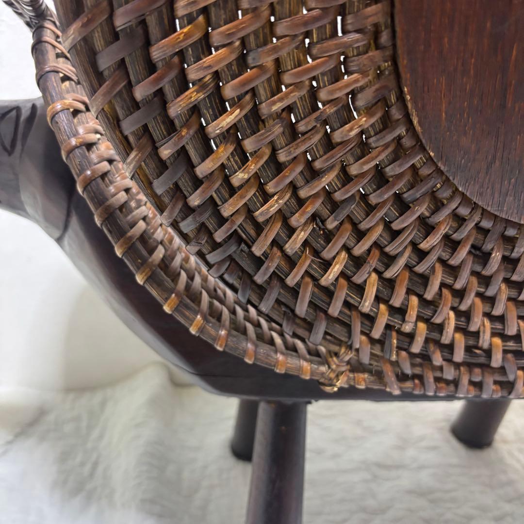 【極希少】ラタン製 チェア 彫刻 木彫り 犬 ドッグ
