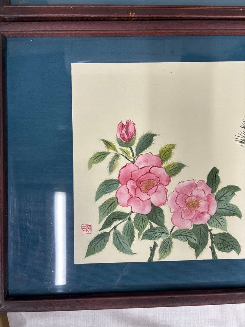 額 絵画 中国美術 骨董 花 鳥 七福神