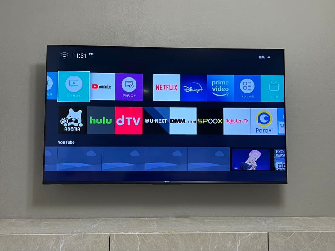 Hisense 65V型テレビ 65U7F 壁掛け金具フルセット／美品