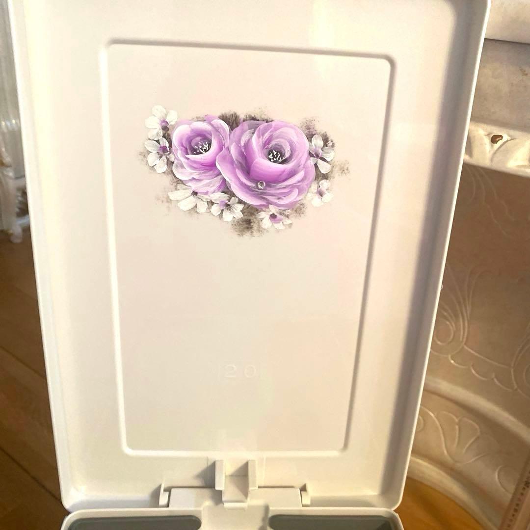 ダストボックス　薔薇　手描き　トールペイント
