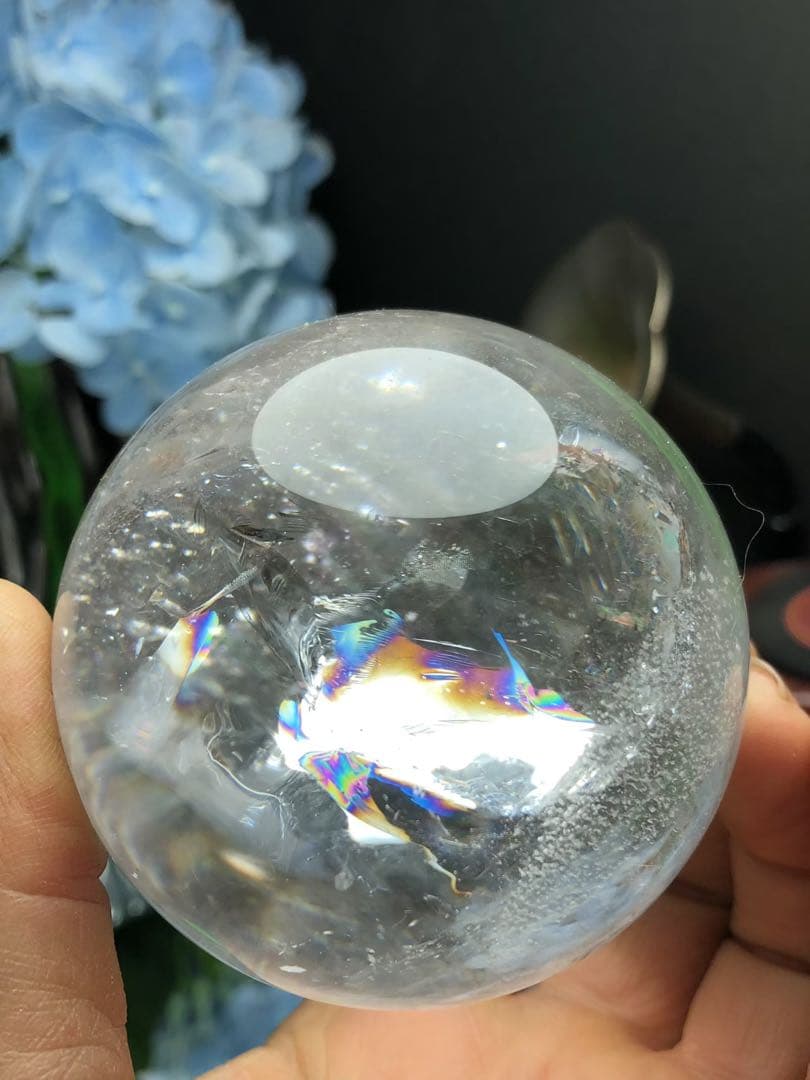 天然石 虹あり　水晶のスフィア　ご購入前に在庫確認必要 YH064