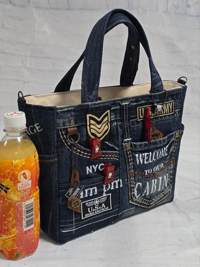 デニムリメイクトートバッグ お洒落カジュアル 男前