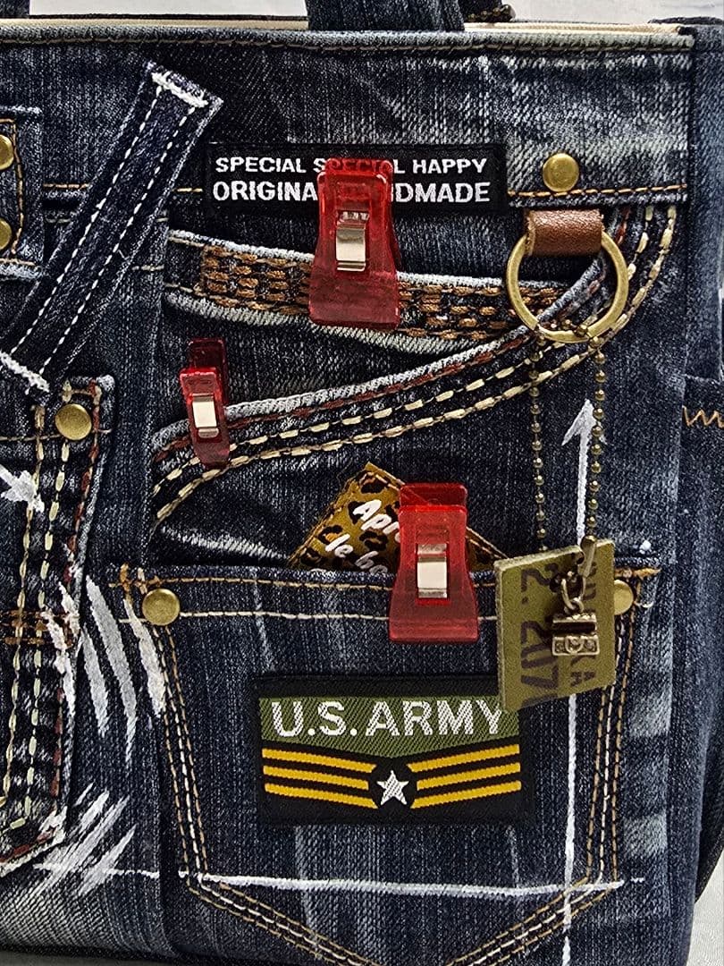 デニムリメイクトートバッグ お洒落カジュアル 男前