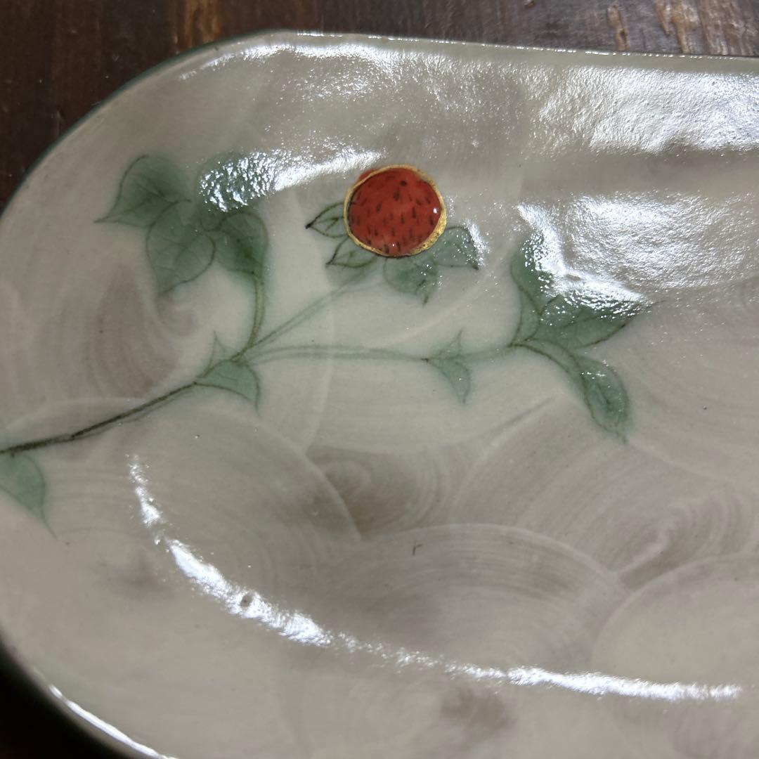 希少　京焼　清水焼　陶あん　色絵付け　五草花　豆皿　楕円皿　長皿　全8点