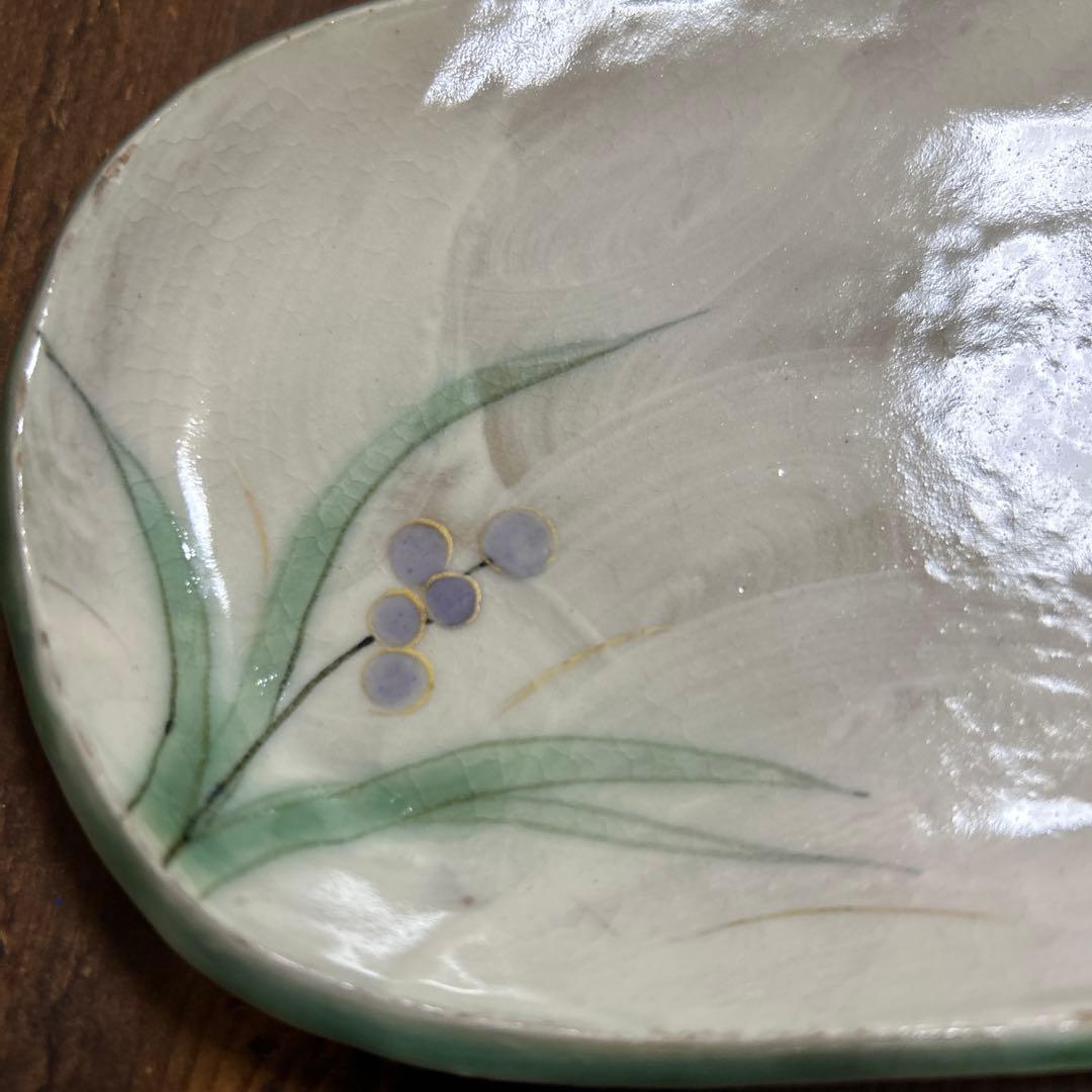 希少　京焼　清水焼　陶あん　色絵付け　五草花　豆皿　楕円皿　長皿　全8点