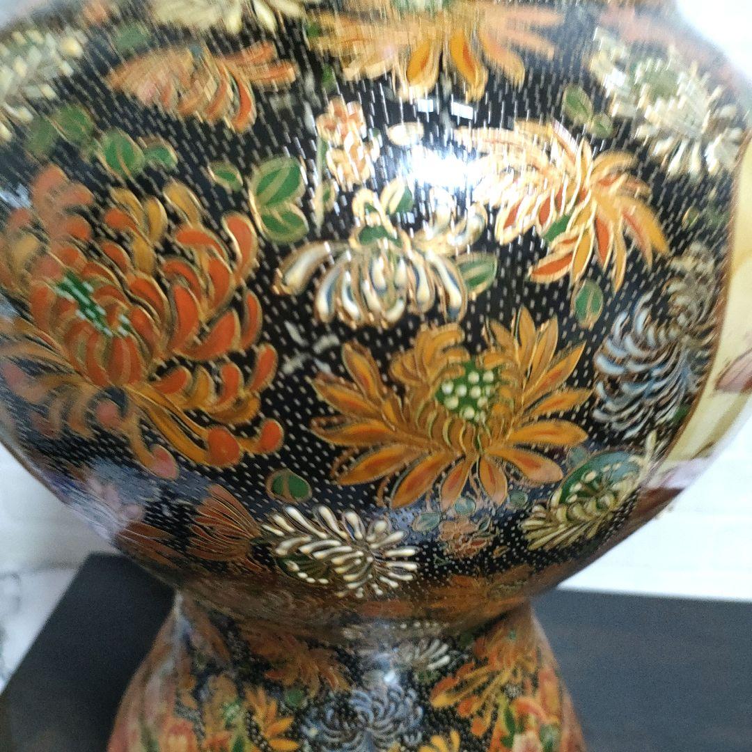 中国美術 大型飾り壺 大花瓶 金彩 美人画 屋形船 豪華爛漫 60cmサイズ