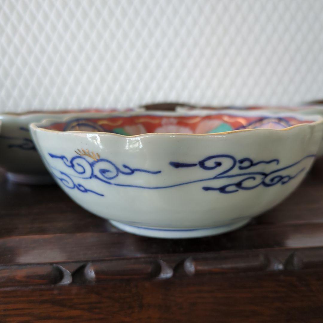 骨董　なます皿　色絵　沈金　牡丹　ぼたん　松竹梅　5枚〜