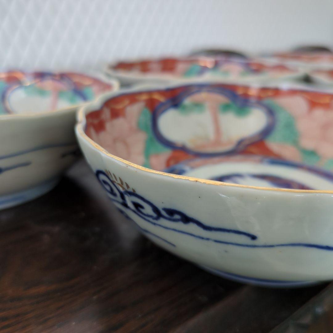 骨董　なます皿　色絵　沈金　牡丹　ぼたん　松竹梅　5枚〜