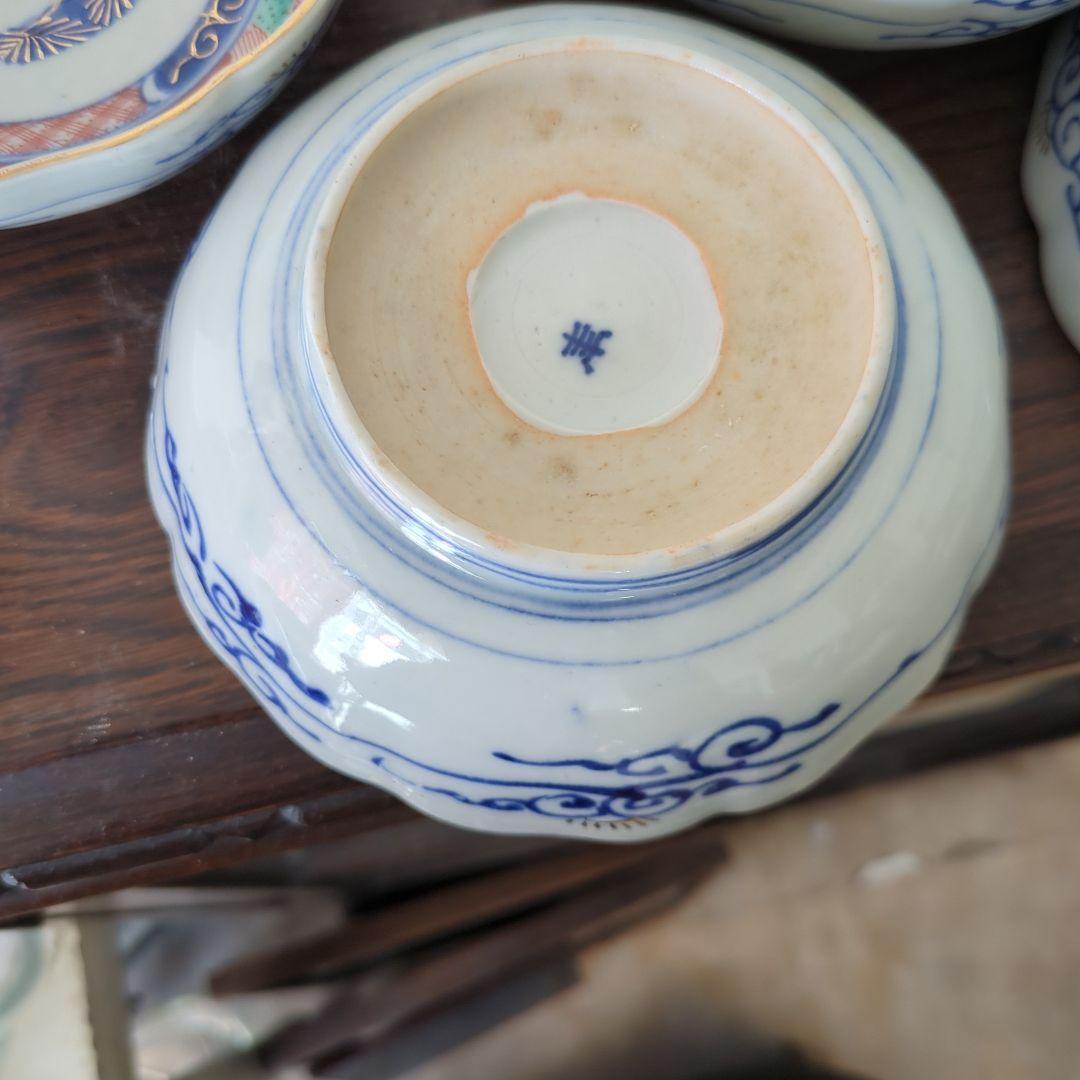 骨董　なます皿　色絵　沈金　牡丹　ぼたん　松竹梅　5枚〜