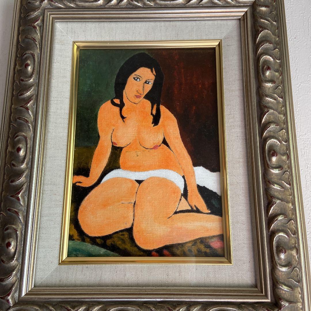 模写画　モディリアーニ　手描きの油絵