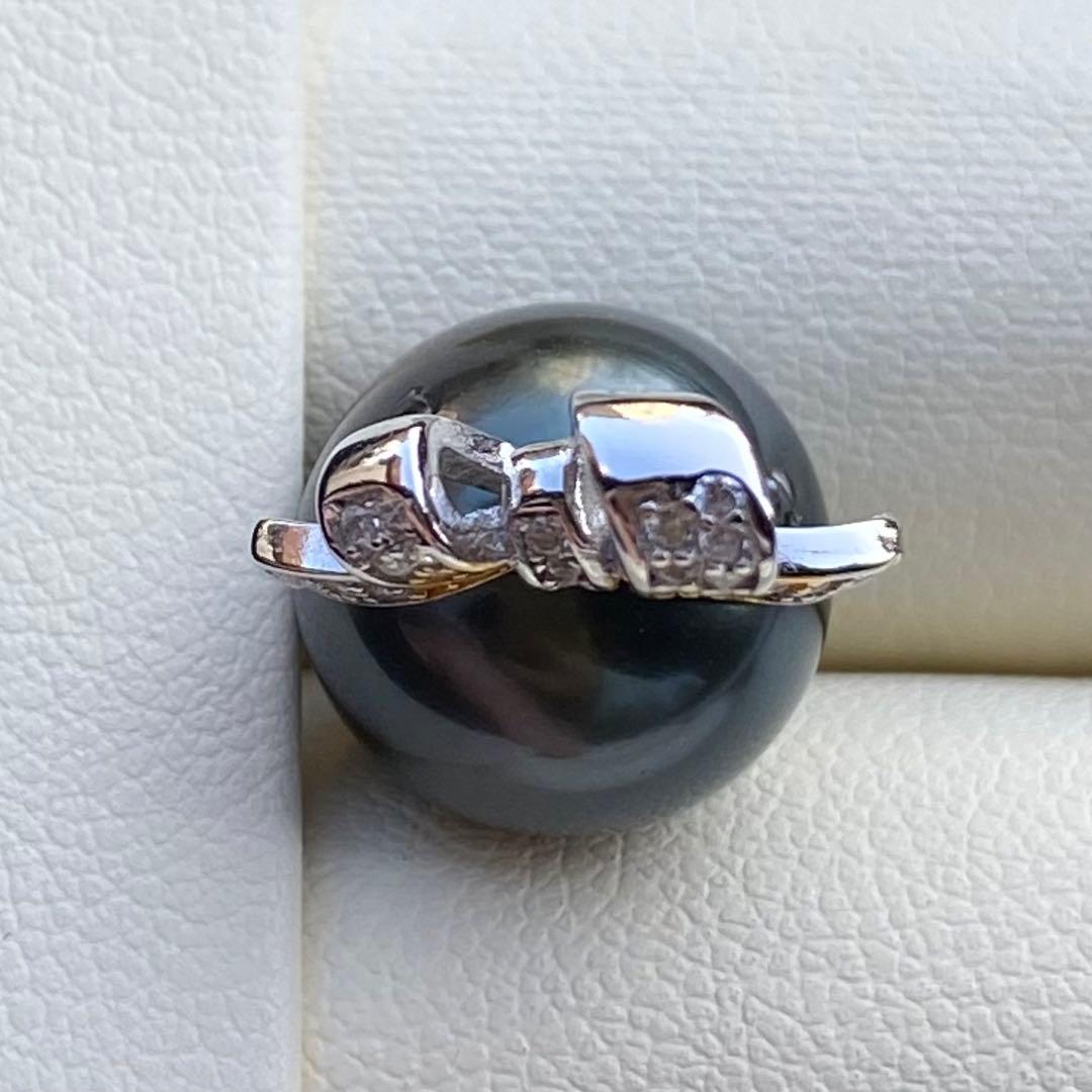 本真珠　南洋黒蝶真珠ネックレストップ　12.7mmダークグリーンPT959