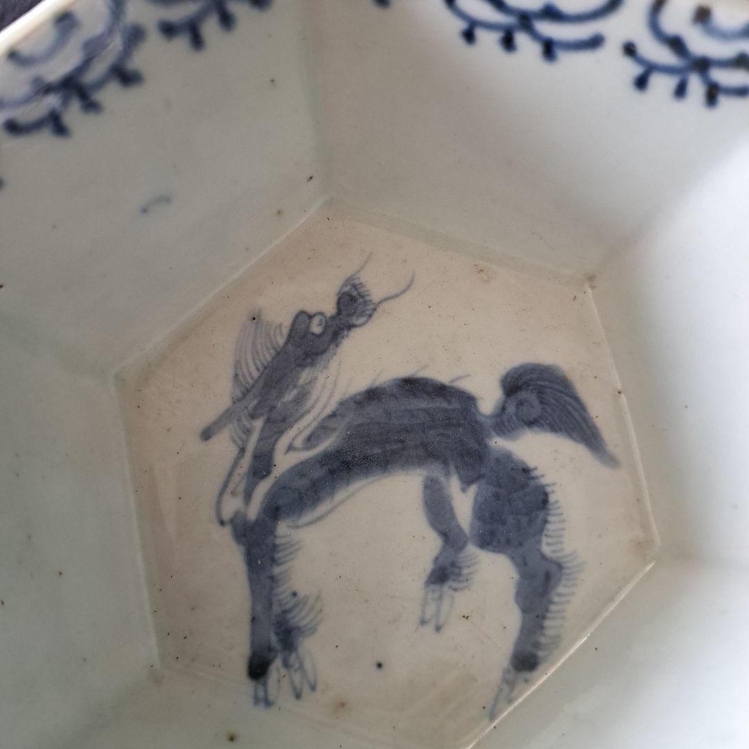「麒麟(きりん)の小鉢に小料理を！」 古伊万里染付角鉢 2客セット 骨董アンティ