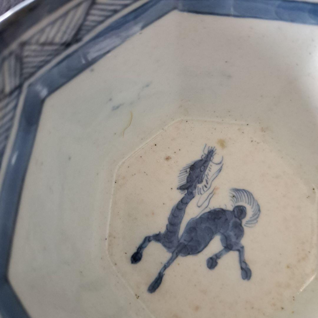 「麒麟(きりん)の小鉢に小料理を！」 古伊万里染付角鉢 2客セット 骨董アンティ