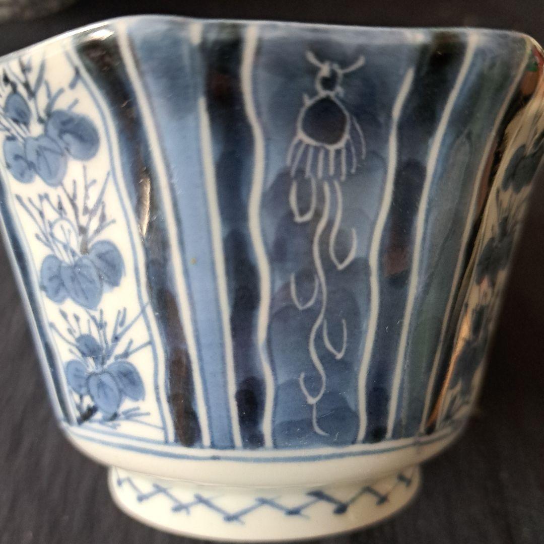 「麒麟(きりん)の小鉢に小料理を！」 古伊万里染付角鉢 2客セット 骨董アンティ