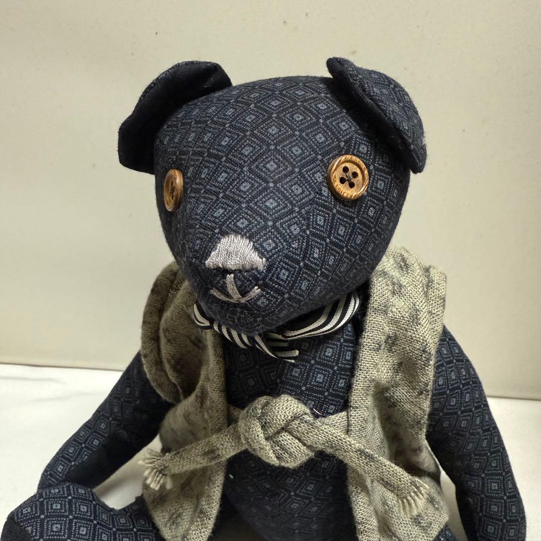 手作り 木綿のカスリ ティディベア 2体 ハンドメイド