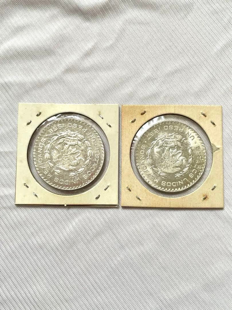 メキシコ　ホセ・モレロス1ペソ銀貨　2枚セット