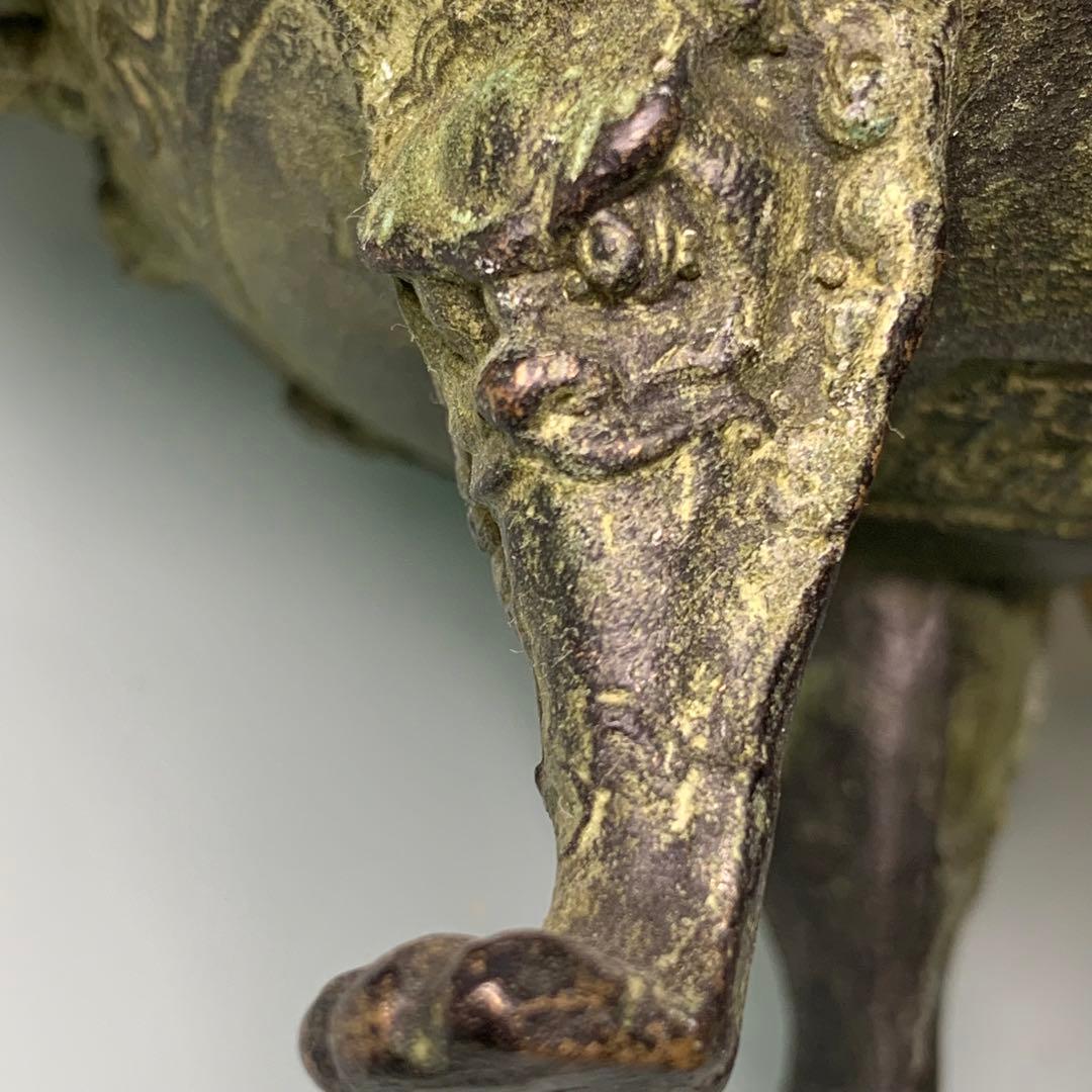 時代物　清国　龍生九子 香炉　青龍中門 四平八穩 鎮座物　神器　純銅保証　青銅器