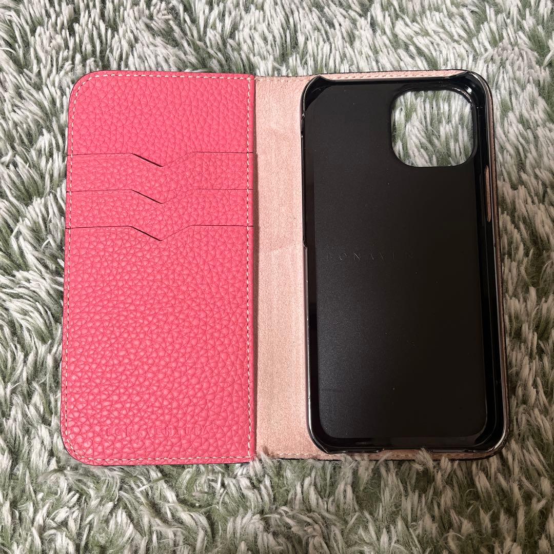 ボナベンチュラ　スマホケースiPhone13mini エトープ　ブラウン　レザー