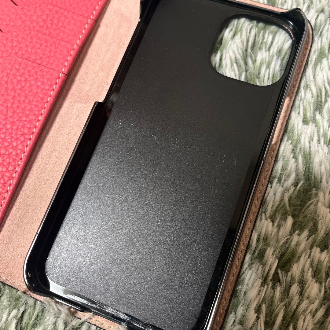 ボナベンチュラ　スマホケースiPhone13mini エトープ　ブラウン　レザー