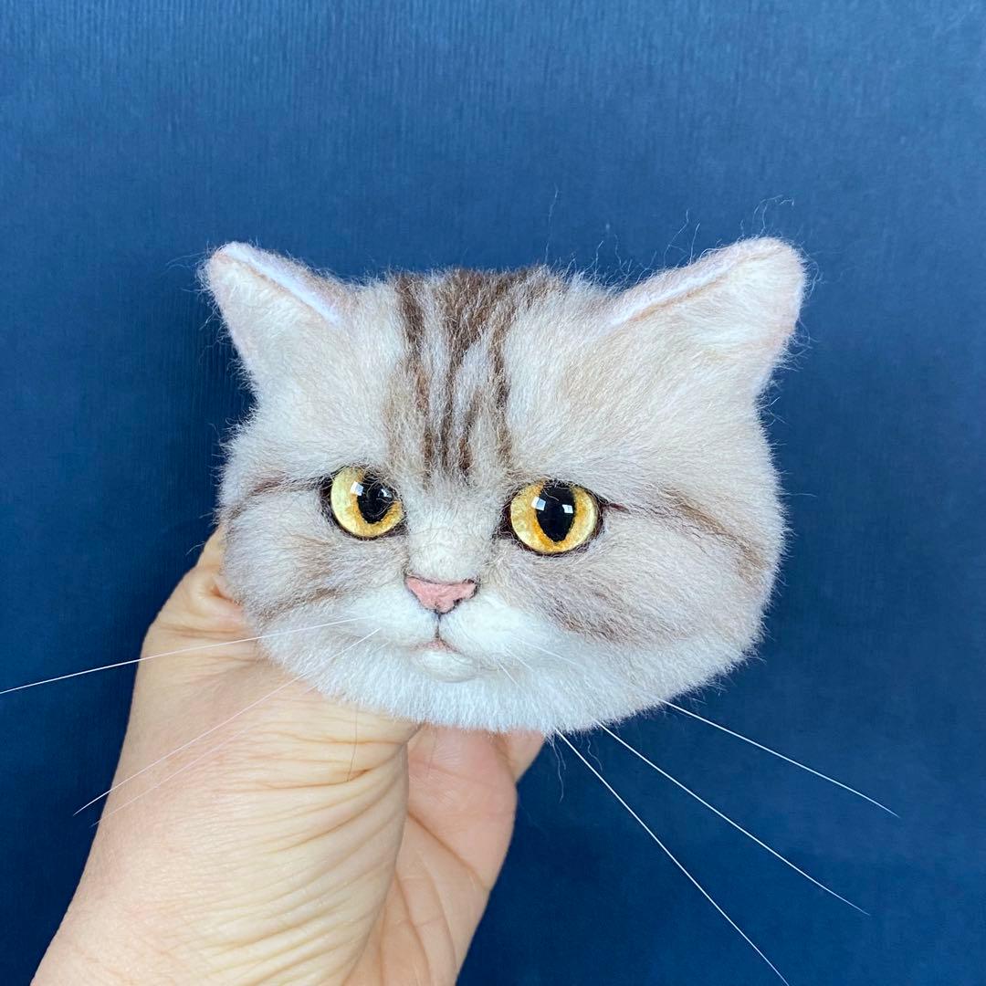 【今月の推し猫】羊毛フェルトブローチ リアル可愛いアメリカンショートヘアー