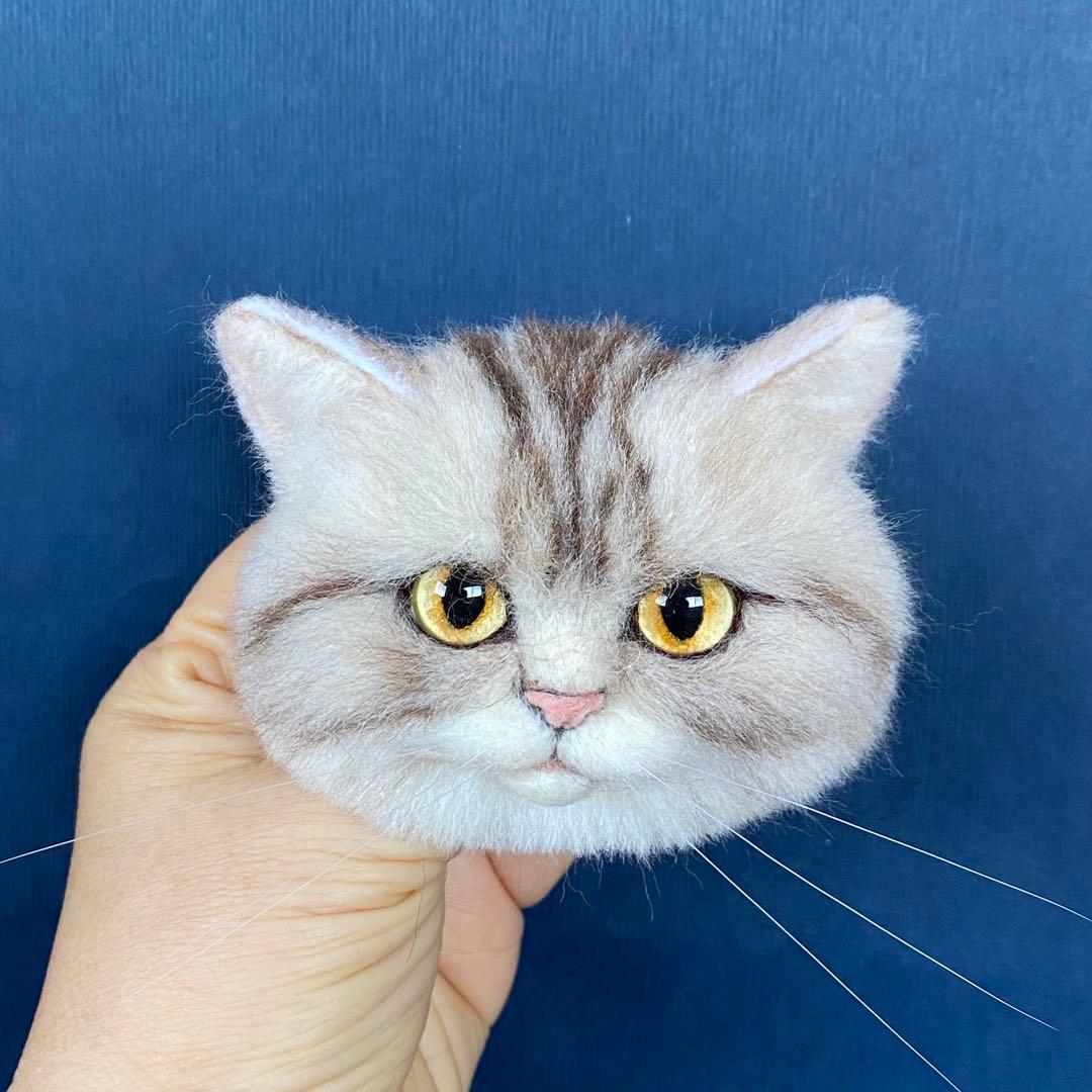 【今月の推し猫】羊毛フェルトブローチ リアル可愛いアメリカンショートヘアー