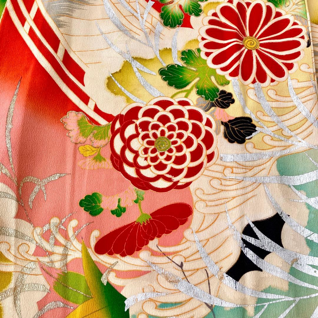 仕付け糸付き　セミアンティーク ジュニア　大人　着物　NO5