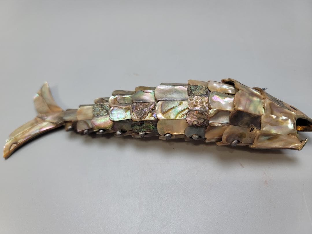 螺鈿 貝細工 自在 魚 時代物 骨董品