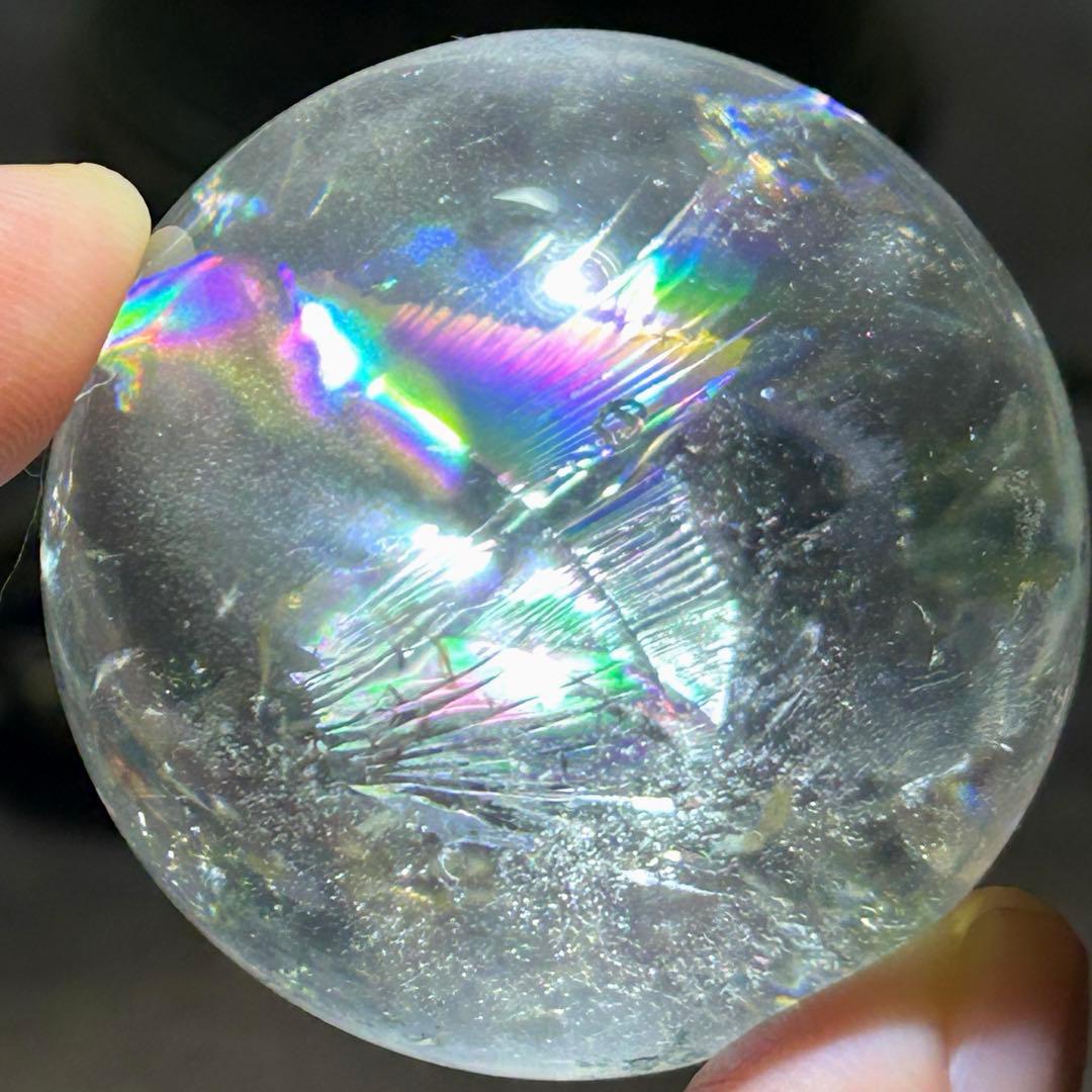 ☆高級品質！レインボー　スーパーファントム 水晶　丸玉　原石　乙巳弁財宝珠⑥！