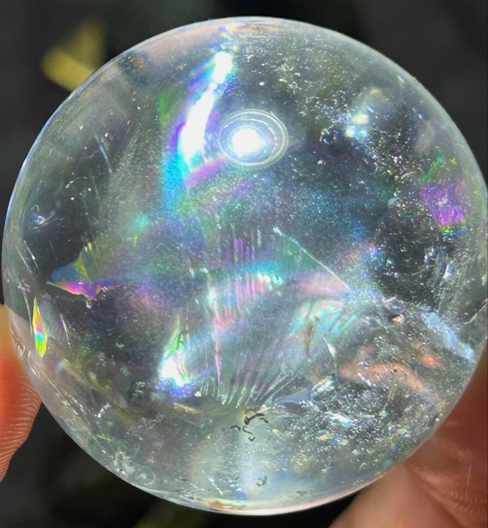 ☆高級品質！レインボー　スーパーファントム 水晶　丸玉　原石　乙巳弁財宝珠⑥！