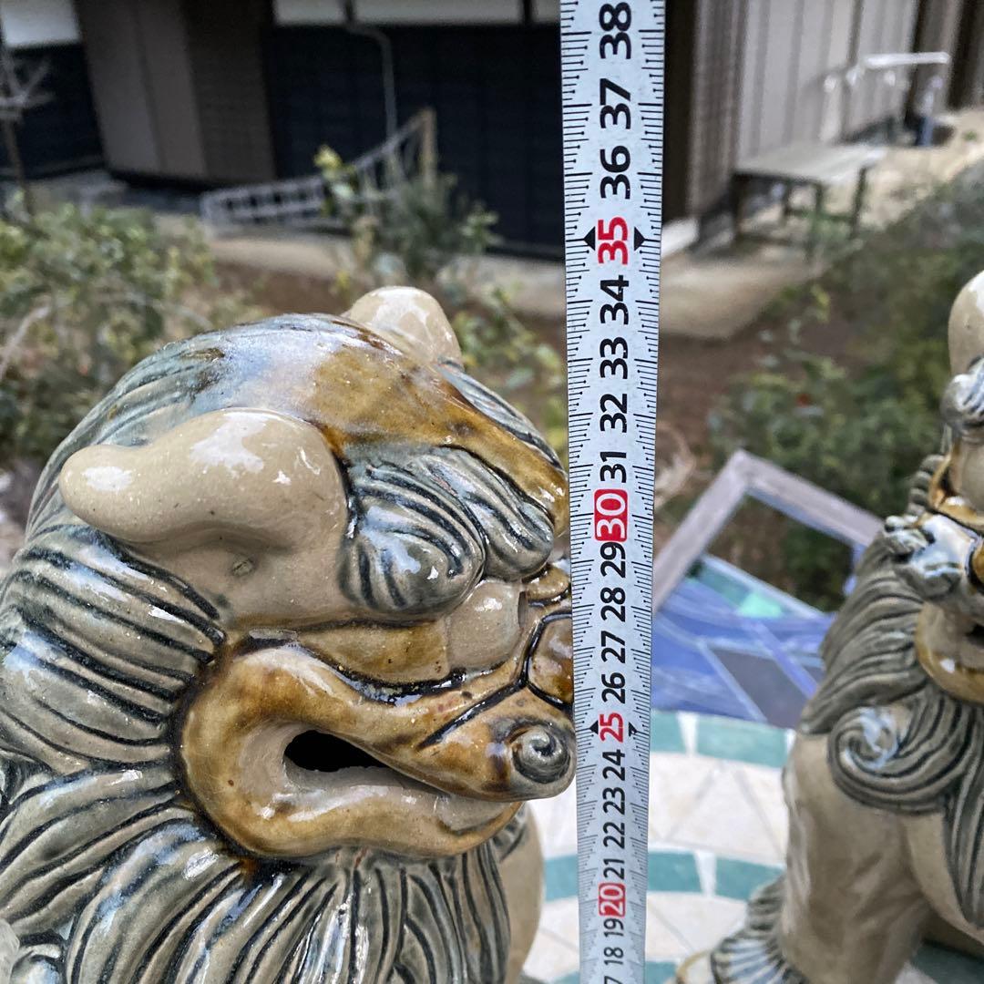 陶器 獅子像 置物 高さ約32cm シーサー一対　魔除け　沖縄