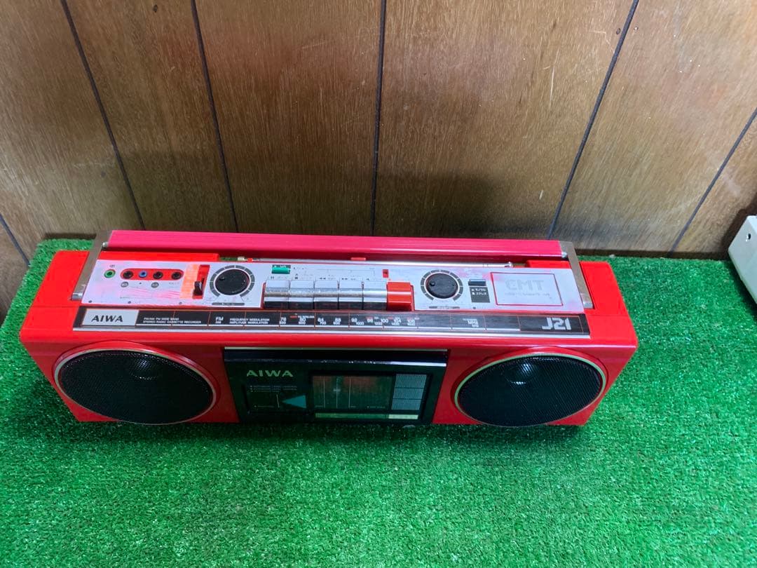 AIWA ラジカセ CS-J21 動作品 赤