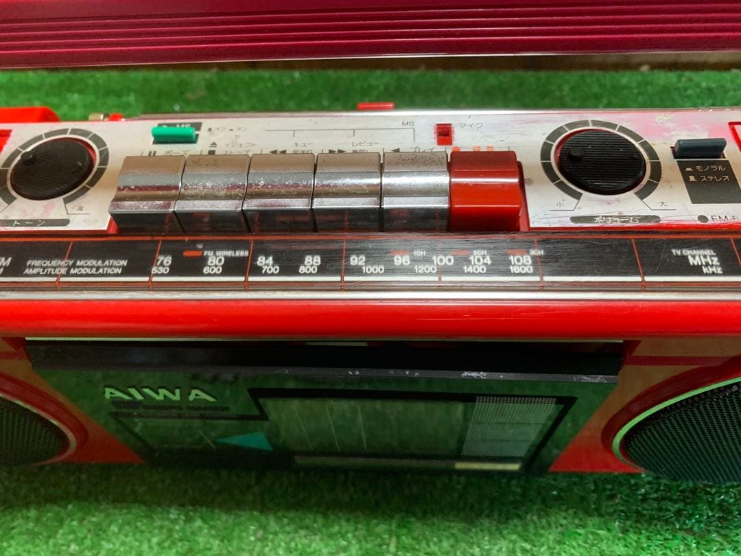 AIWA ラジカセ CS-J21 動作品 赤