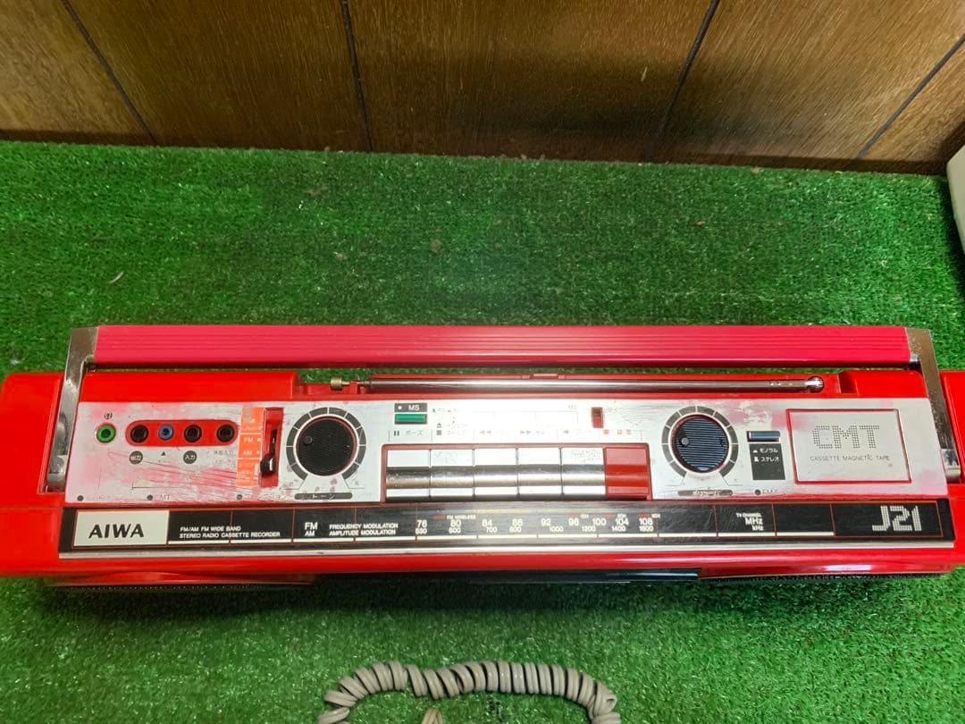 AIWA ラジカセ CS-J21 動作品 赤