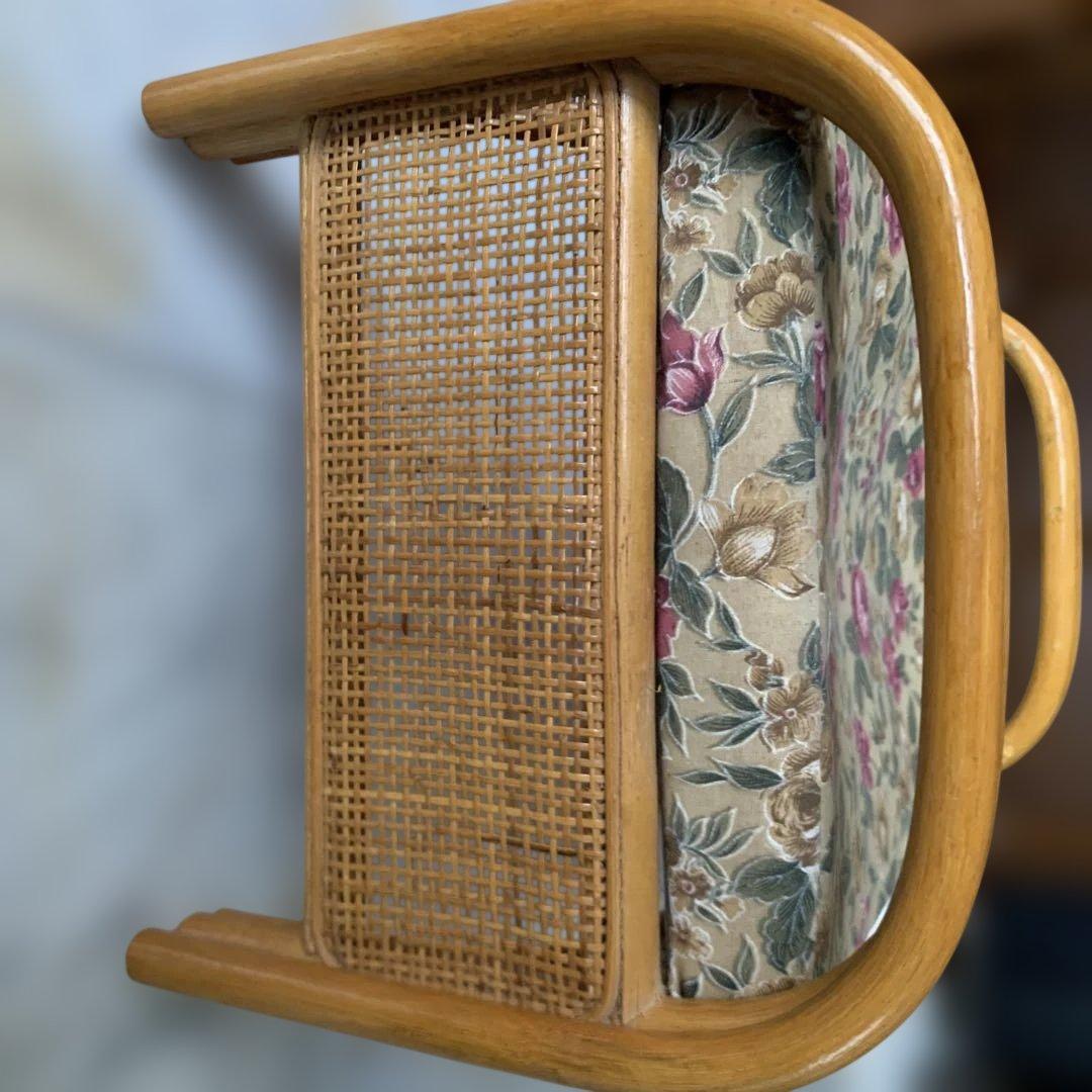 回転ラタンチェアと座椅子（オットマン）セット