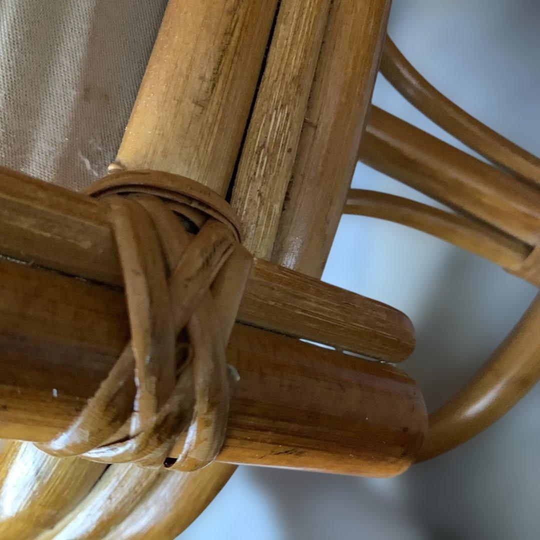 回転ラタンチェアと座椅子（オットマン）セット