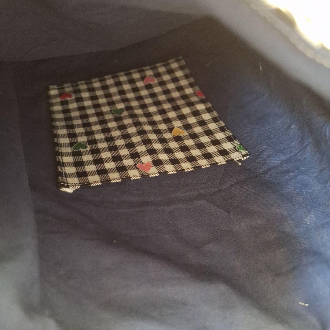 うさぎパネル生地　ハンドメイド　まちなしバッグ