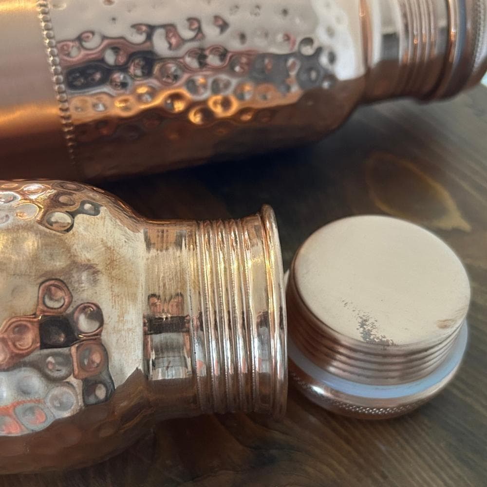 [2][新品] 銅製 純道 手打ち水筒 ウォーターボトル 600ml インド製