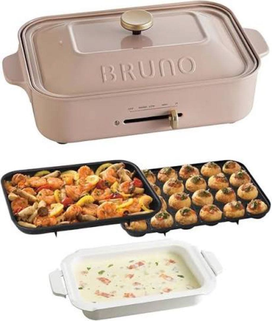【 BRUNO 】 コンパクトホットプレート ピンク　セラミックコート鍋　美品