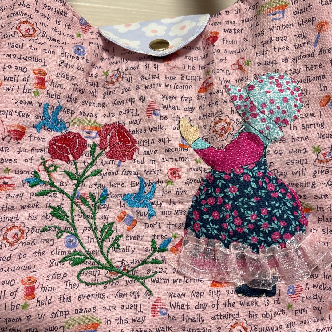 『スーちゃん』お花の刺繍入りふわふわグラニー風トートバッグ★ハンドメイド