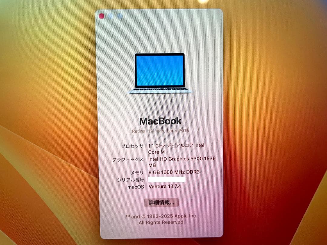 MacBook 12インチ　2015　CoreM　8GB　251GB