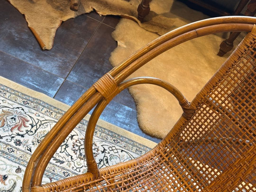 ラタン家具 籐家具 ラウンジチェア ローチェア アジアン ビンテージ nz