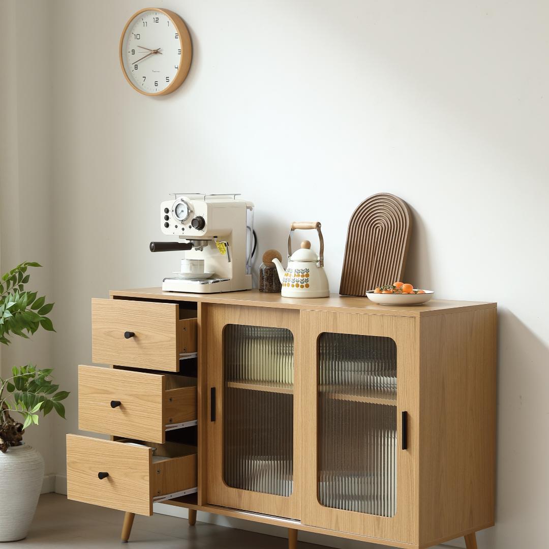 キャビネット　サイドボード　扉付き　引き出し付き　リビング収納　NATURAL