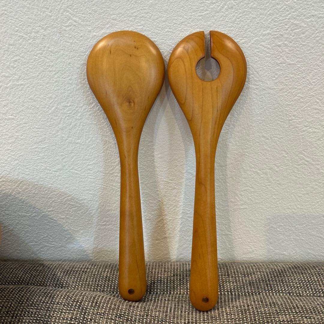 ル・クルーゼ　ウッドサラダボウル21cm トング　セット