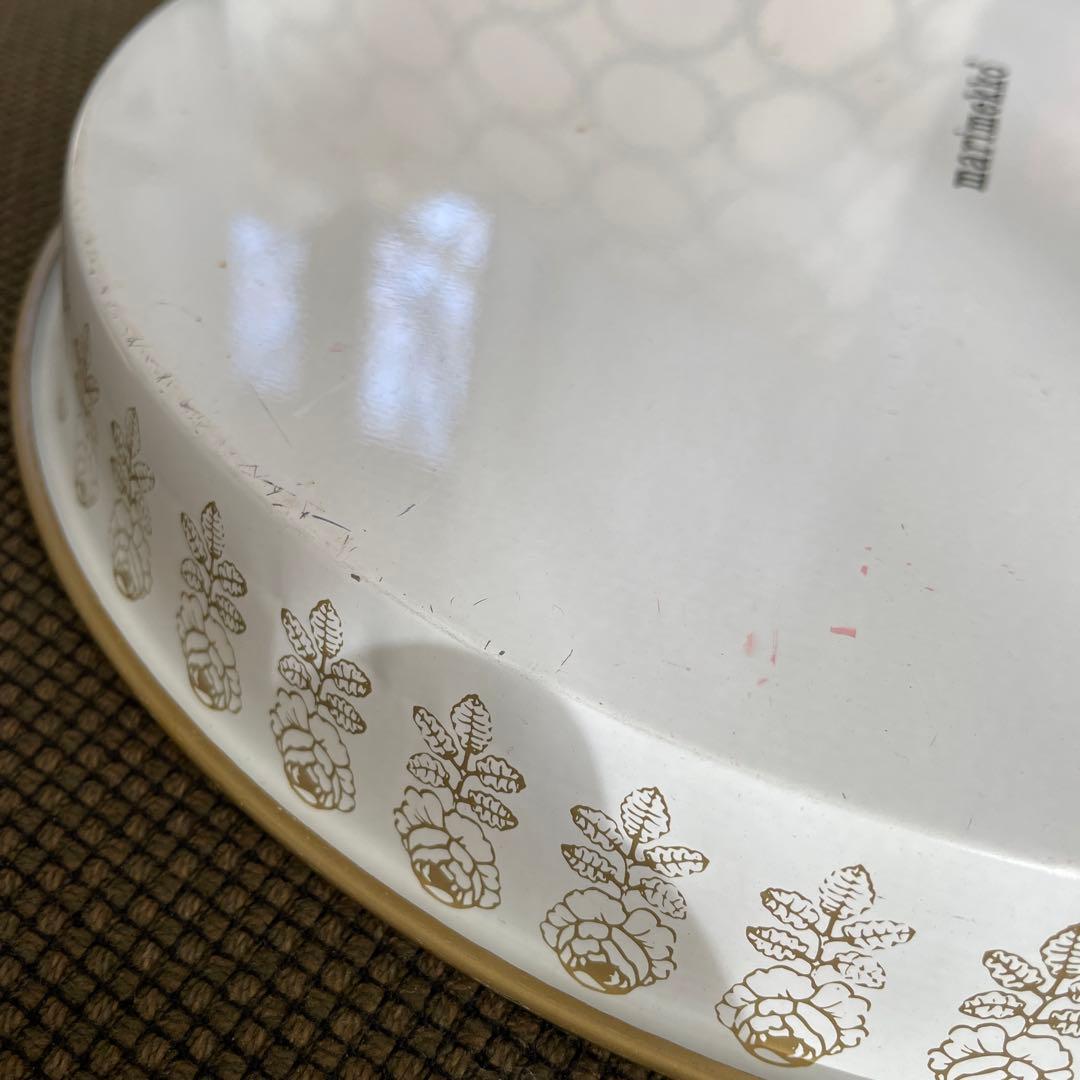 マリメッコ　ヴィヒキルース　ヴィンテージ ゴールド　ラウンド　トレイ　お盆　レア