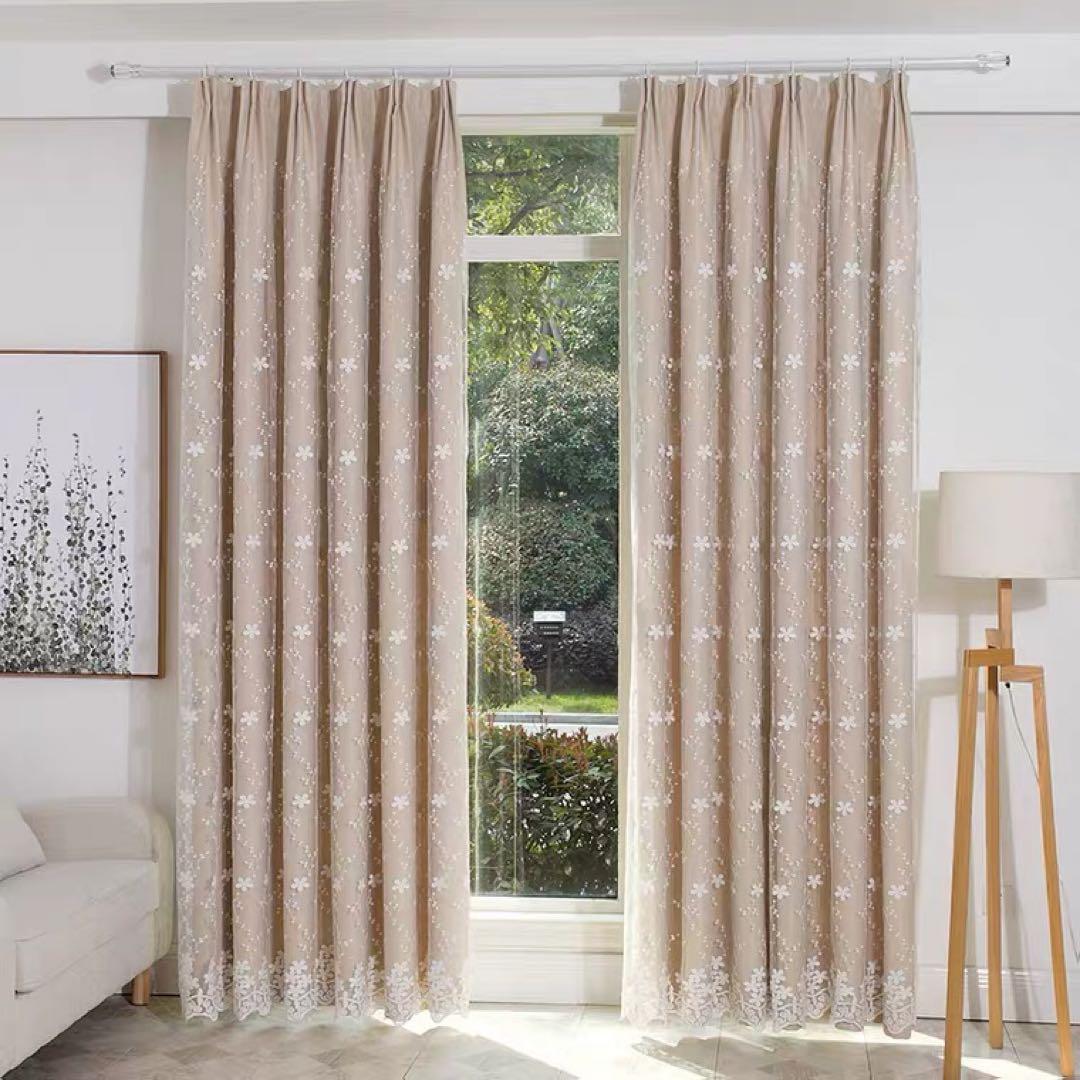 一体型カーテン　ドレープカーテン　レースカーテン　オーダーカーテン　4枚セット