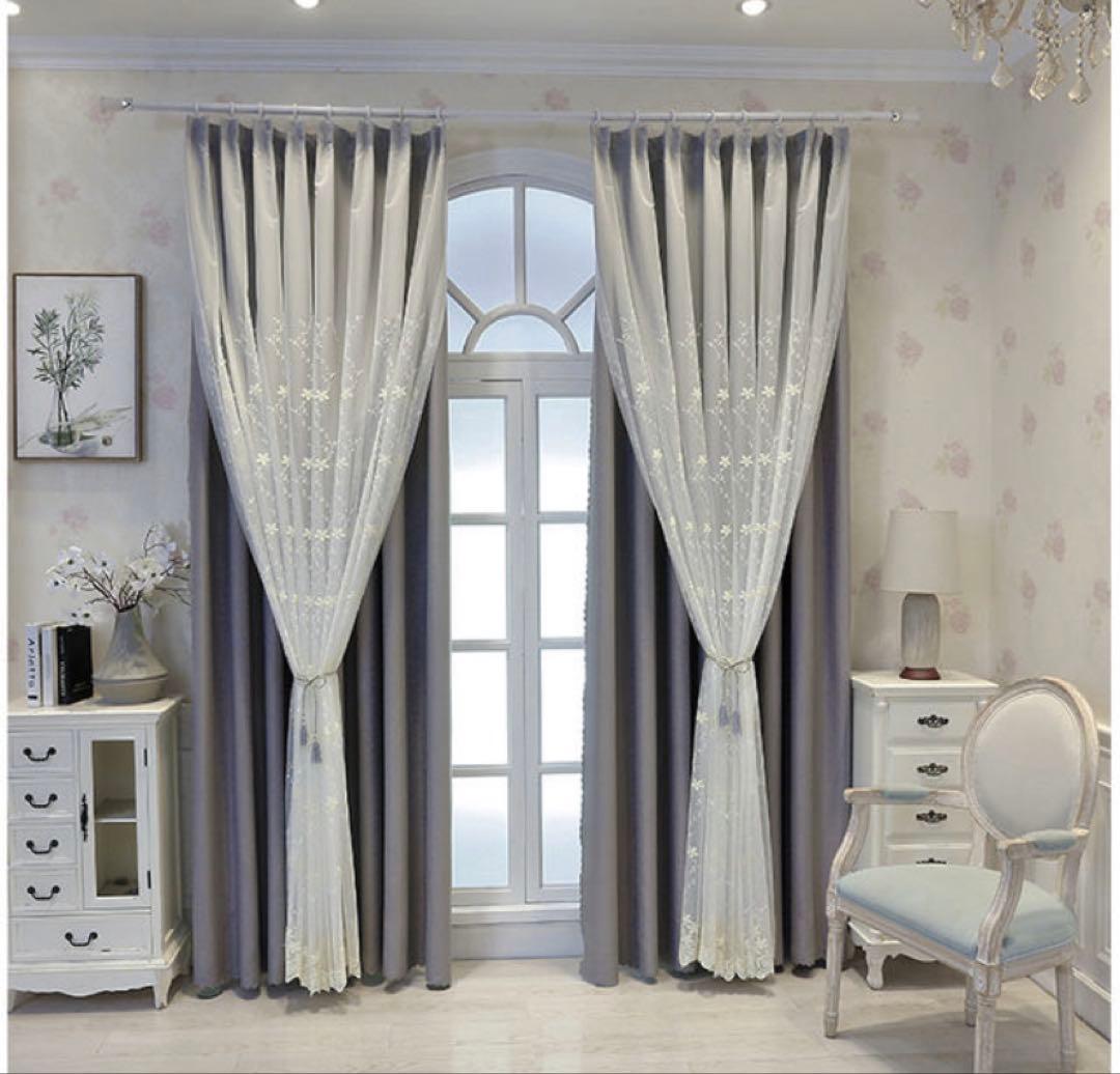 一体型カーテン　ドレープカーテン　レースカーテン　オーダーカーテン　4枚セット