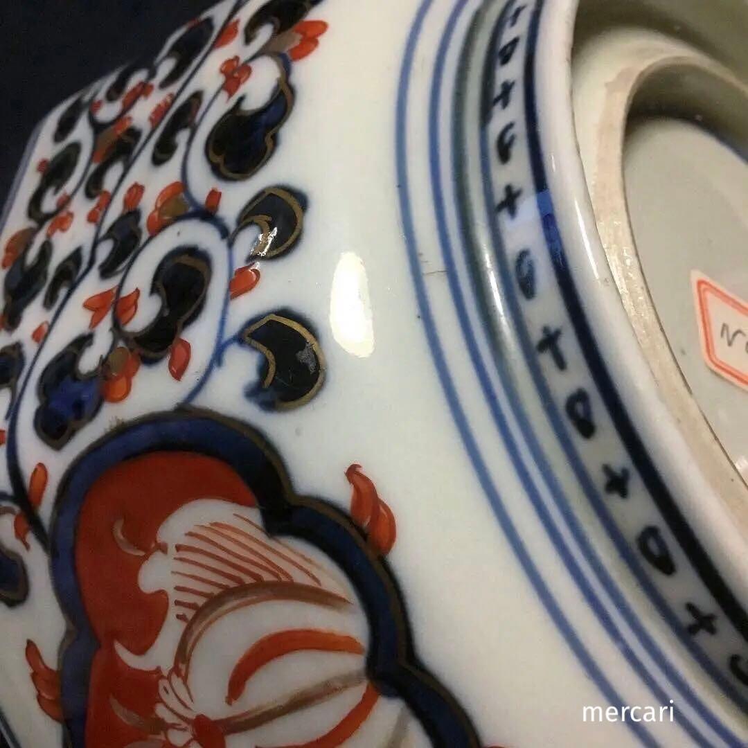 伊万里焼 色絵 草花紋様 八角 六寸深鉢 /骨董/時代物