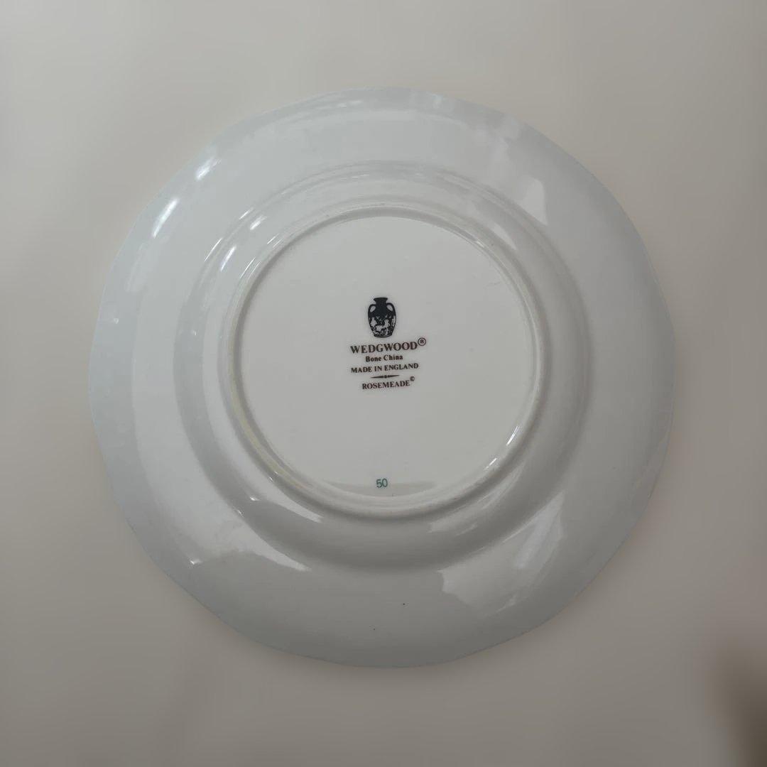 ウェッジウッド ローズミード　プレート6枚　花柄　黒壺　ケーキ皿　ソーサー