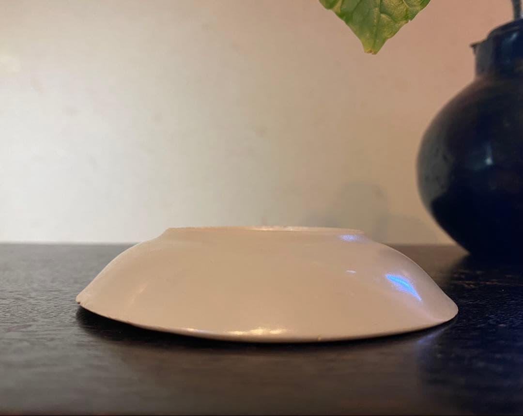 アンティーク・景徳鎮窯・染付花蝶文・豆小皿•鑑賞スタンド付・２点セット