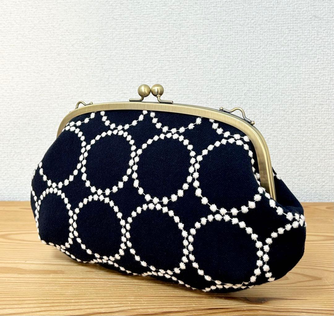 ハンドメイド がま口バッグ ポーチ タンバリン DOP ミナペルホネン dn